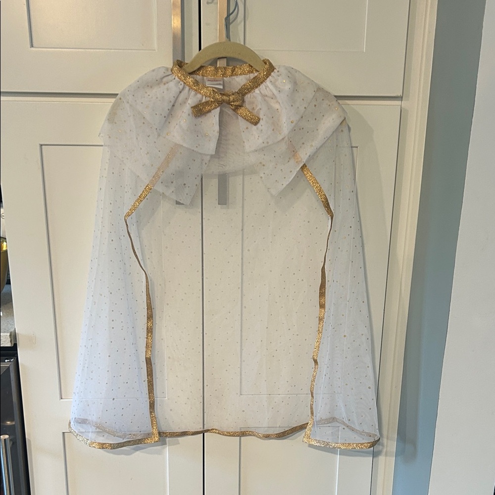 Hanna Andersson White Cape with Gold Trim